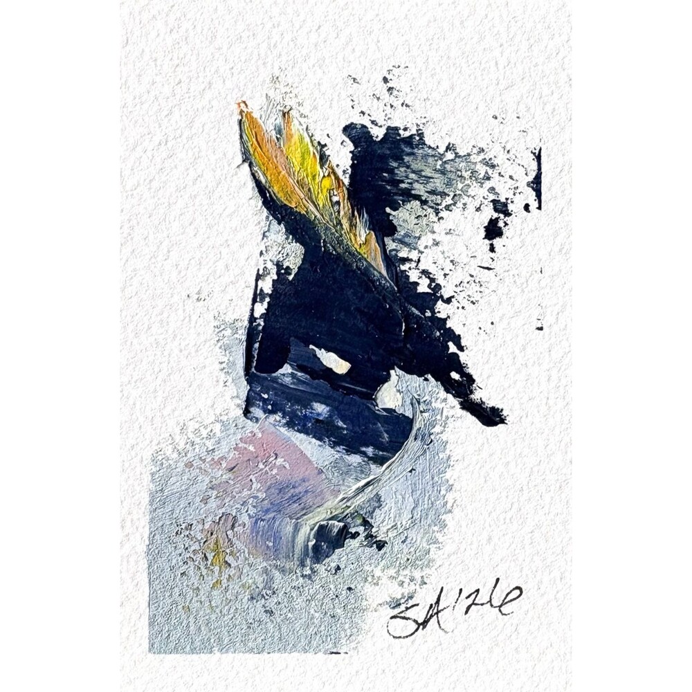 #2 ACEO Original Oil Abstract Painting Palette Swatch OOAK Art Card ATC Signed